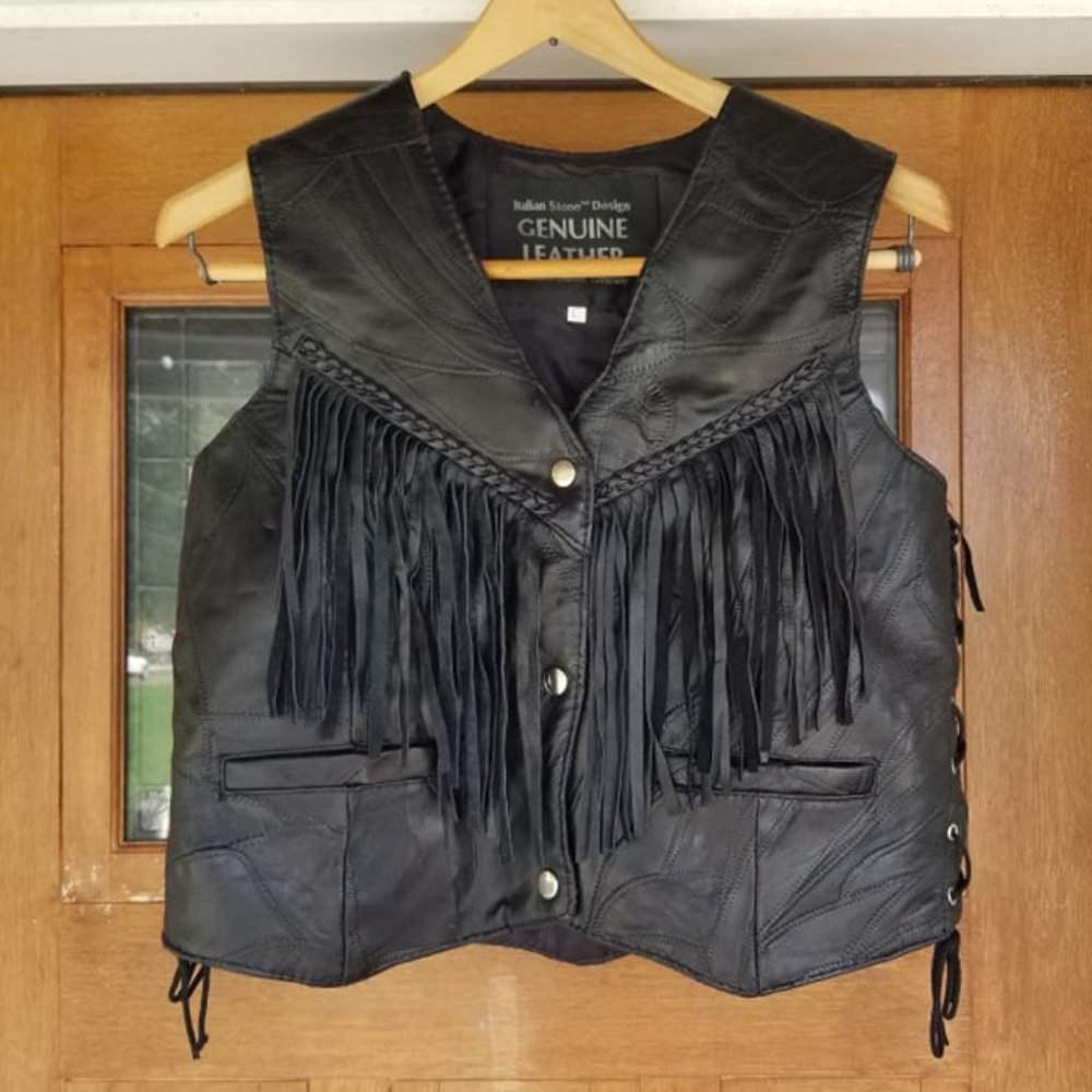 Italian Stone Design Genuine Leather Vest